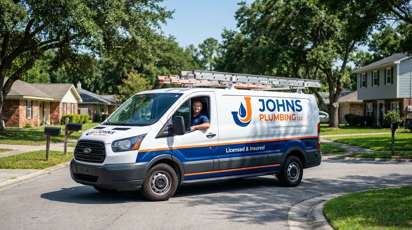 Johns Plumbing LLC service van in South Thomaston, ME