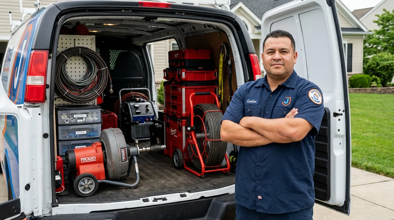 Professional drain cleaning equipment and Johns Plumbing LLC plumber in South Thomaston