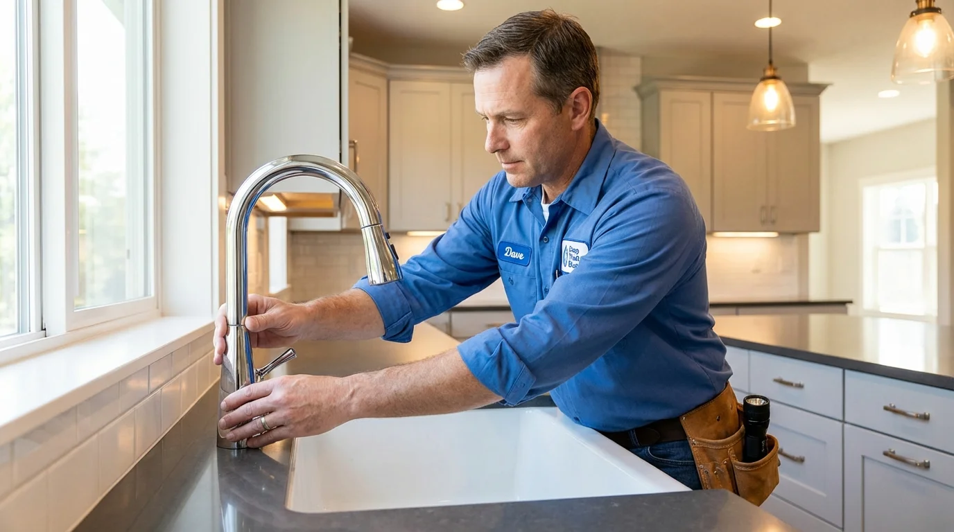 Kitchen faucet installation by Johns Plumbing LLC in South Thomaston