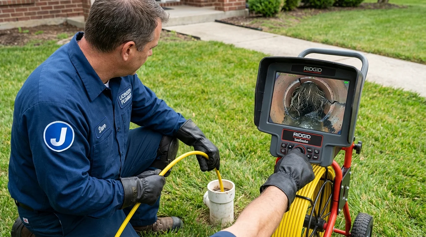 Sewer camera inspection being performed by Johns Plumbing LLC in South Thomaston